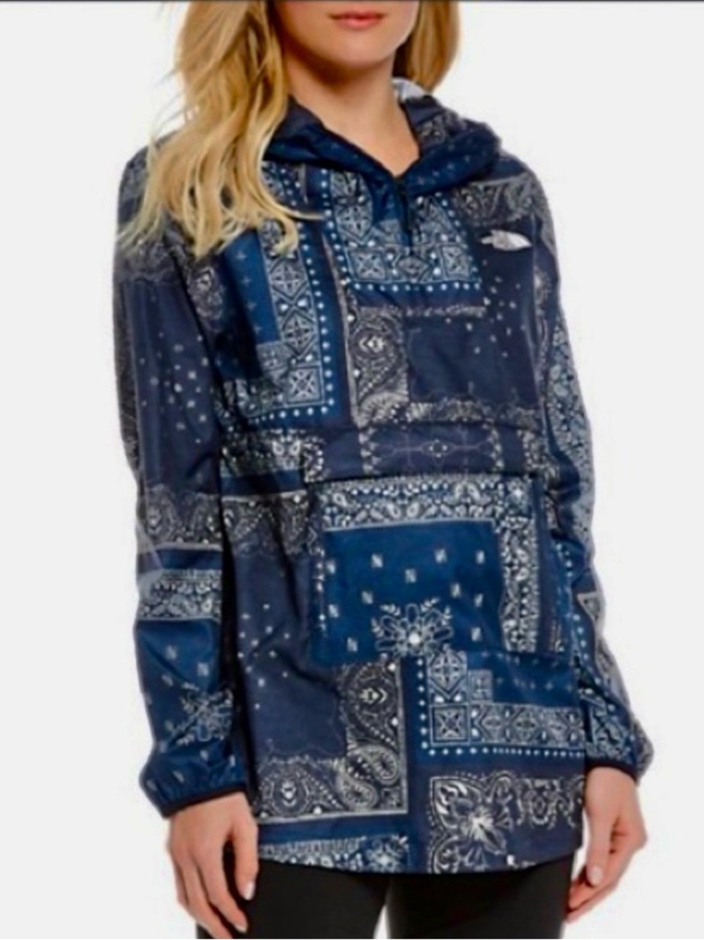 The North Face Women's Printed Fanorak Navy Bandana Renewal Print Windbreaker L